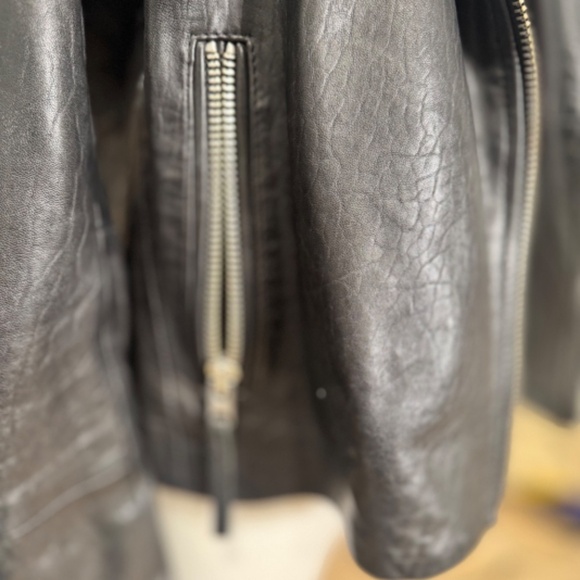 TOPSHOP Rosemary Mack Goatskin Leather Moto Biker Jacket size 2 - Picture 2 of 6